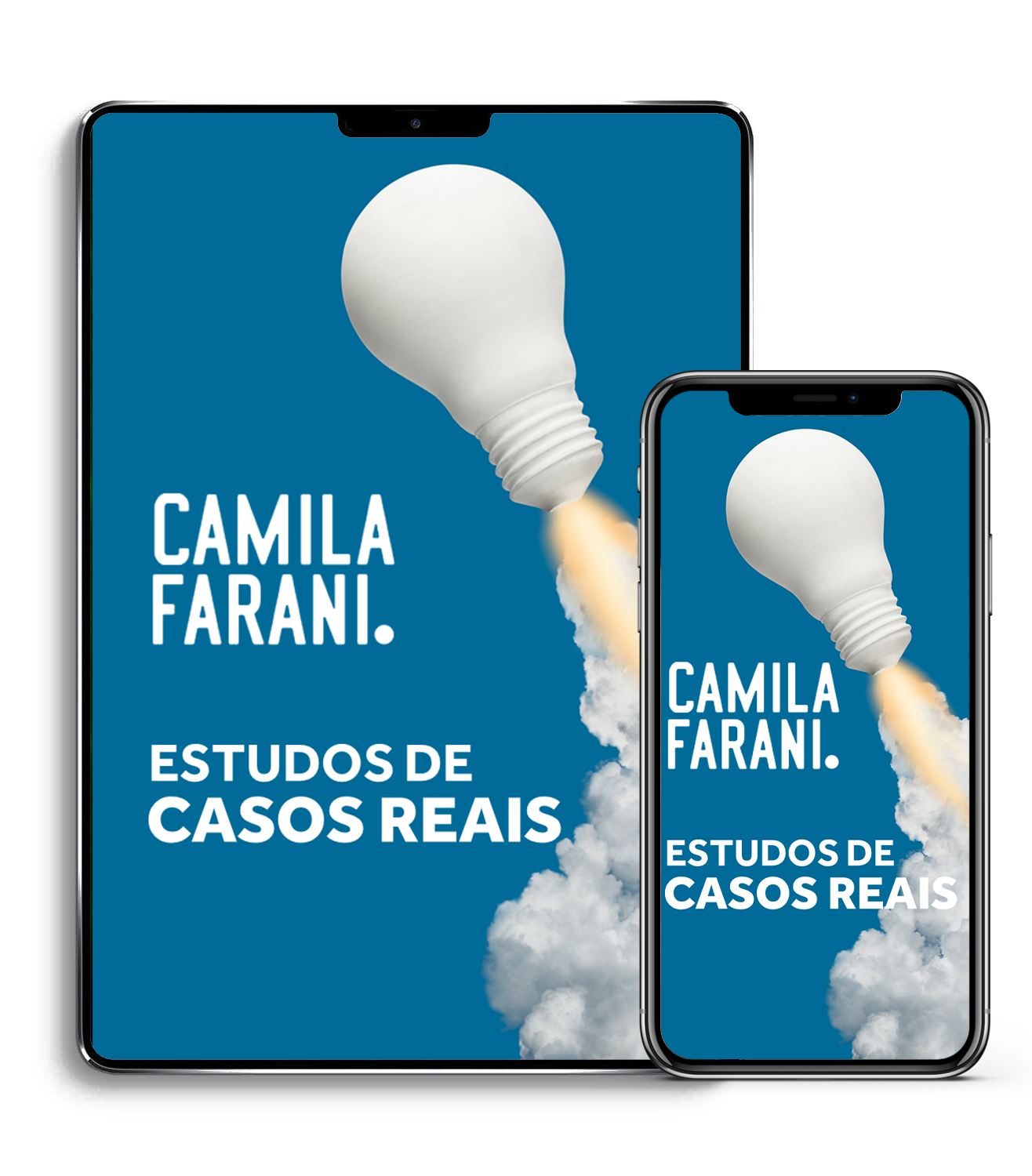 Ipad e iphone com a capa da revista com Camila Farani